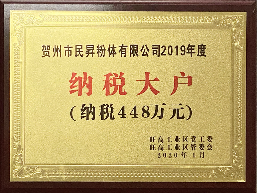 贺州市民昇粉体有限公司2019年度（纳税大户）